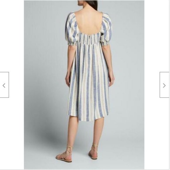 NWT Alice + Olivia Bauery Striped Puff Sleeve Midi Dress 6 - Picture 4 of 11